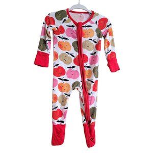 Miozing Bamboo 0-3 Mo Baby Girl Boy Apple Print Zippy Pajamas Animal Sleeper Red